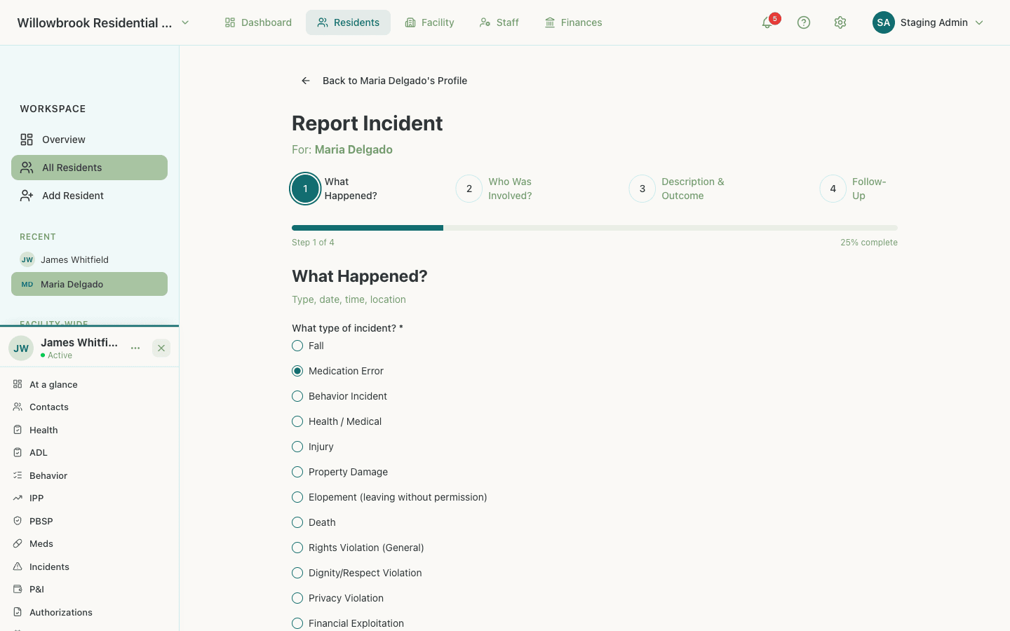 Guided incident report wizard